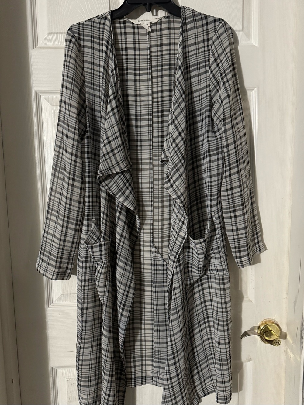 Lightweight Gray Plaid Cover Up Kimono